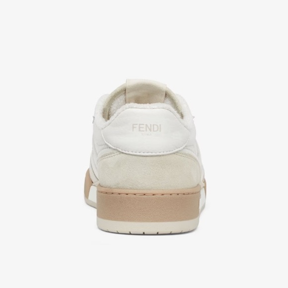 EUC Men’s Size 8 (Euro Sz 41) Fendi Match Low Top Suede Sneakers In White/Beige - Picture 6 of 17
